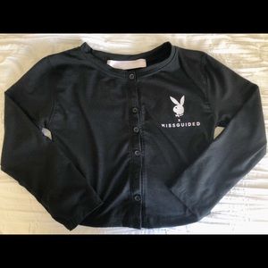 Playboy essentials button front crop top